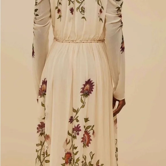 FARM Rio Cream Floral Long Sleeve Dress Medium NWT - Picture 4 of 10